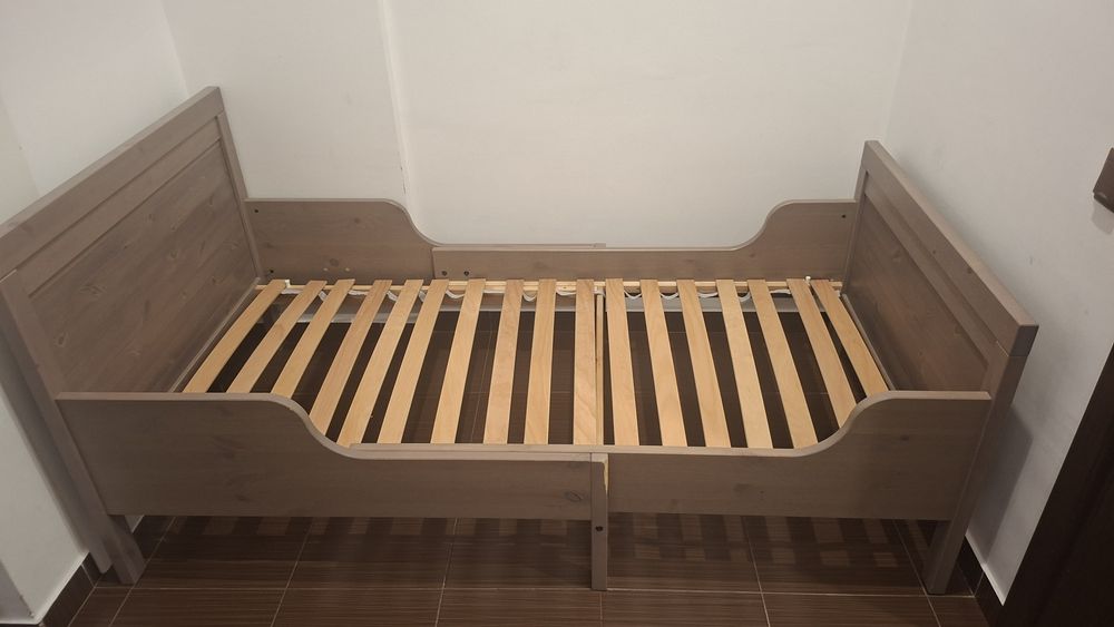 Pat extensibil copii gri 80×200 cm