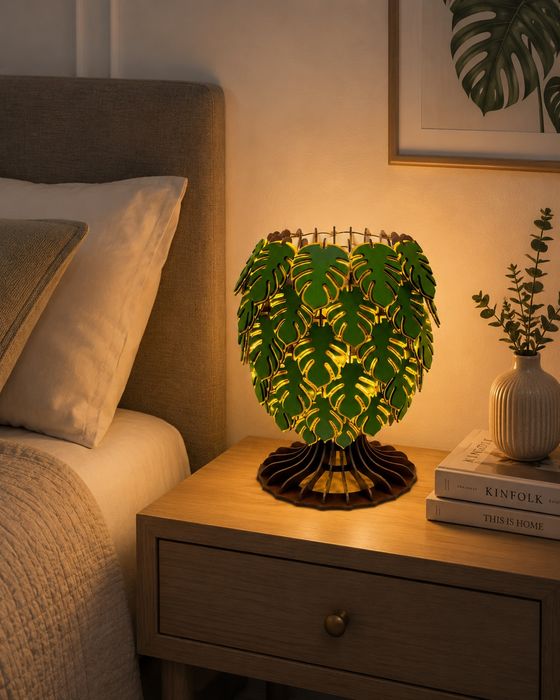 Lampa Decorativa „Monstera” – Design Natural Premium din Lemn