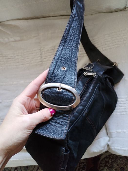 Кожаная сумка с замшей