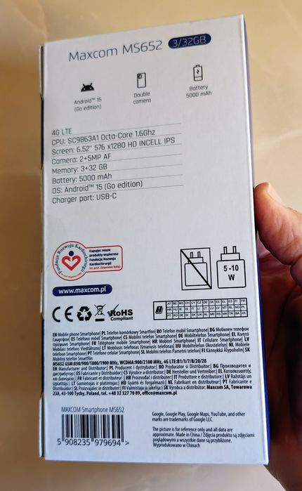 Smartphone MAXCOM MS652 Black Dual Sim 3/32 GB sigilat !
