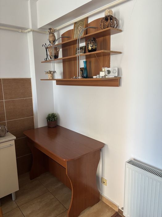 Raft de perete + birou (set), culoare lemn natur