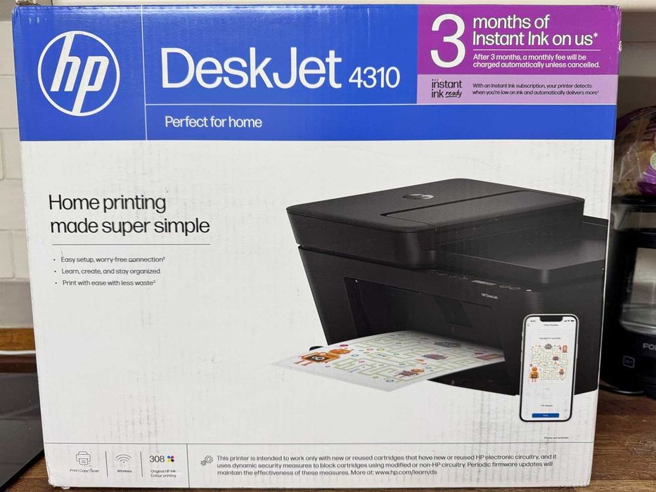 Многофункционален принтер HP DeskJet 4310, безжичен, цветен, ADF