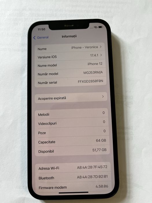 Iphone 12 negru 64 gb