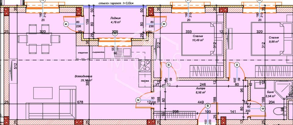 3-стаен в Велико Търново-Бузлуджа площ 89 цена 109632