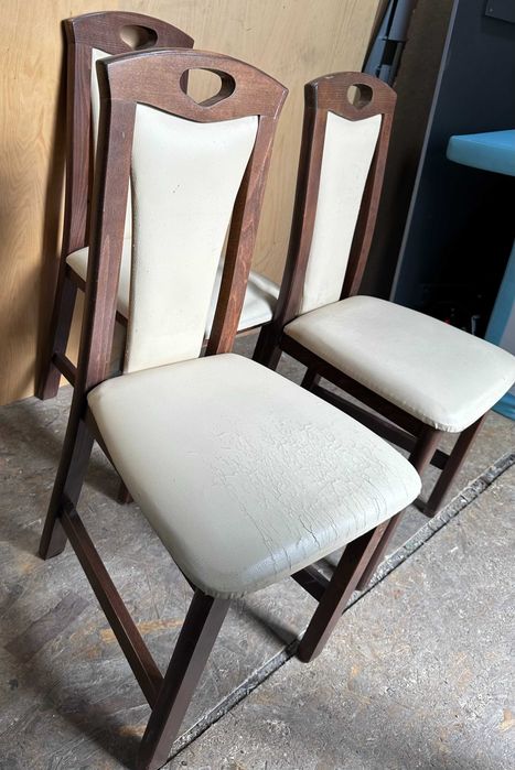 Set 3 Scaune cu cadru din lemn si sezut tapitat; Scaun dining; Scaun bucatarie