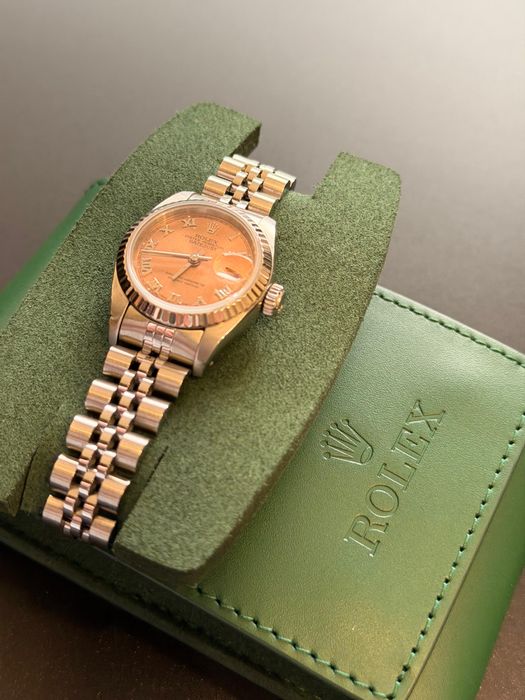 Ceas Rolex Lady DateJust, Salmon, Full box, white gold bezel