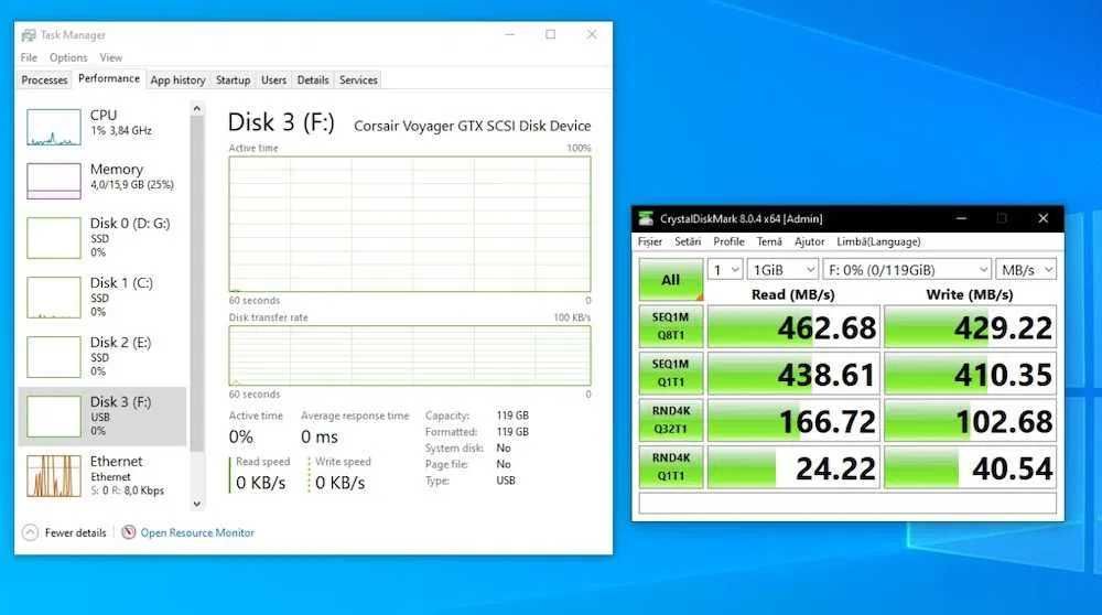 Stick USB Corsair Voyager GTX 128GB CMFVYGTX3C-128GB 430MB nou Sigilat