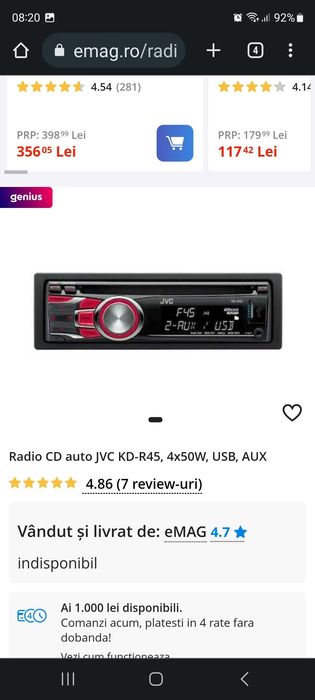 Radio cd jvc kd rd45