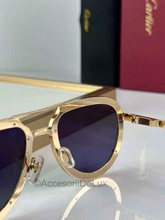 Ochelari de Soare Cartier CT0195S Noi Full Box Santos De Cartier [Verificare Colet] Gold