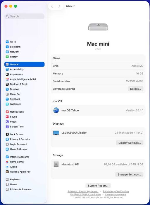 Продавам Mac mini M2, 16GB RAM, 256GB SSD + hub Satechi