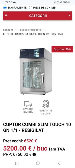 Cuptor convectomat Houno 380V, 10 tăvi GN1/1 VARIANTE