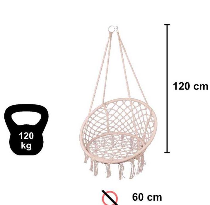 НАМАЛЕНА ЦЕНА! Висящ стол люлка хамак гнездо + меката част до 120кг
