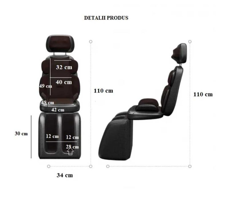 Saltea Masaj cu Role Shiatsu și vibrații, 3 moduri de masaj, 2 viteze