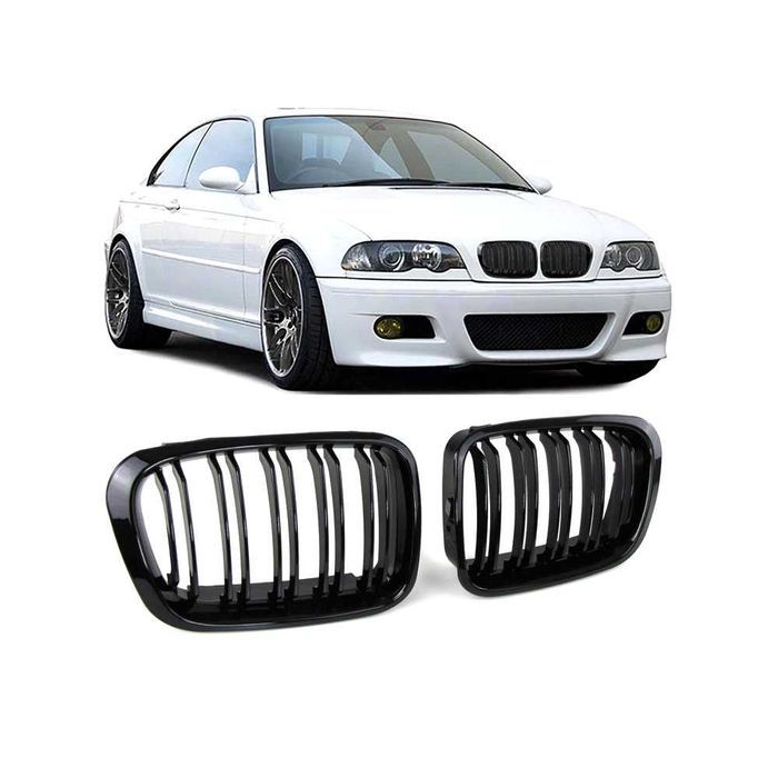 Set 2 grile duble M negru lucios BMW Seria 3 E46 NFL 1998-2001
