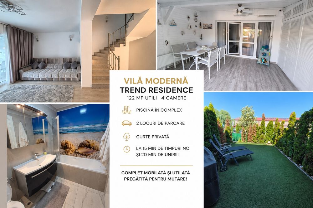 Vilă modernă 4 camere | 122 mp utili | 2 locuri de parcare | Trend Residence