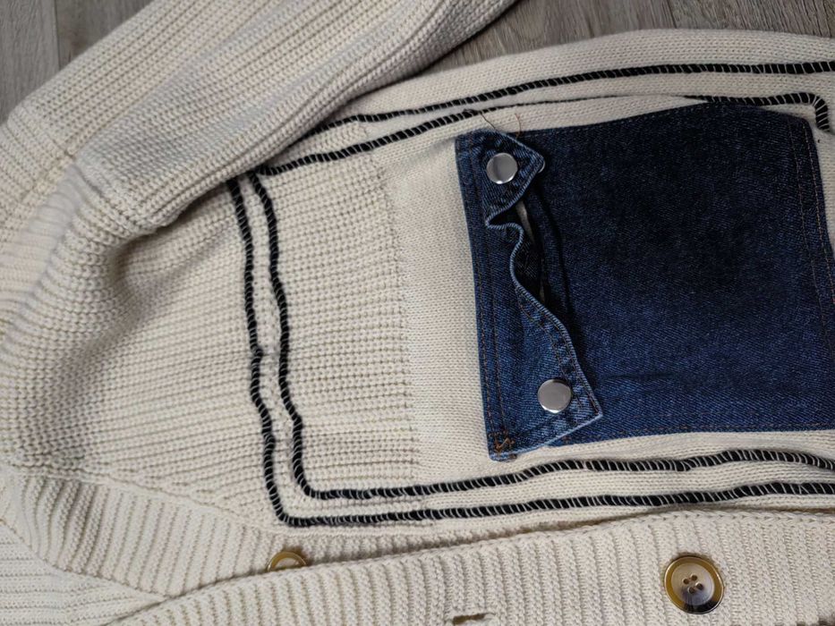 Cardigan crem cu buzunare blug
