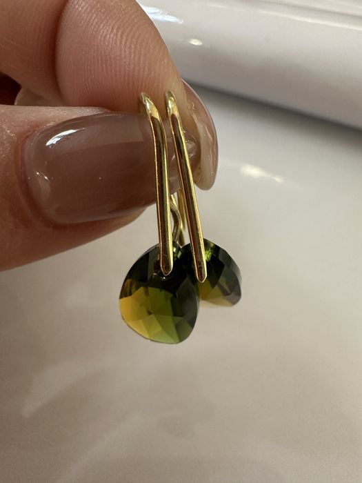 Золотые серьги с кристаллами Swarovski