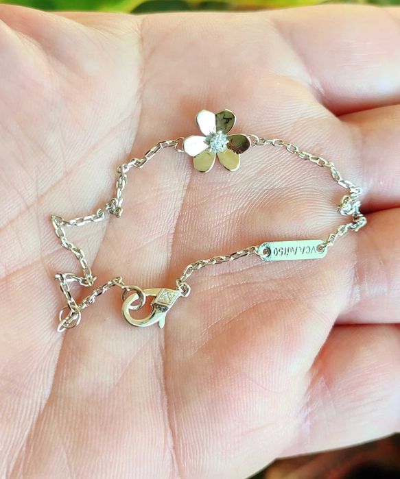 Дамска гривна ВАН КЛИФ И АРПЕЛС сребърна гривна с бяло злато, Frivole