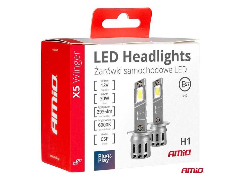 LED крушки H1 AMIO Winger X5 серия Лед крушка Canbus 30W, 6000K