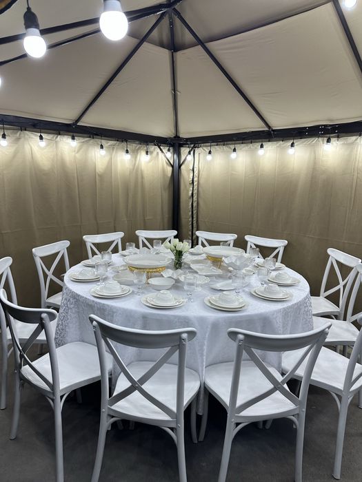 Аренда шатер, посуда, стол, стулья