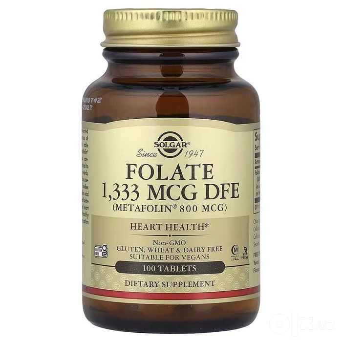 Solgar Folate фолат 666 мкг 1000 мкг 1333 мкг метафолин