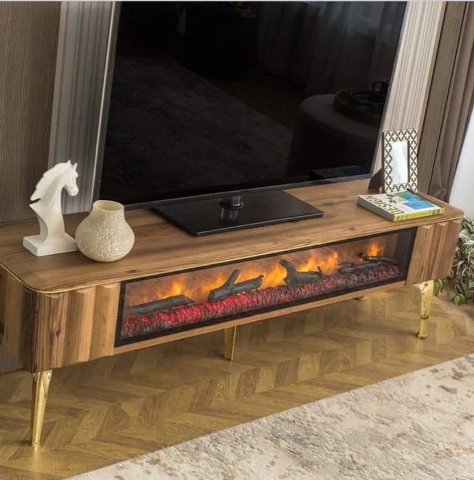 Шкаф с декоративна камина за телевизор