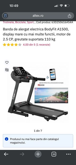Bandă de alergat BodyFit A1500