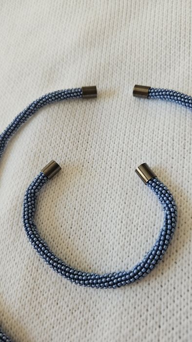 Комплект: Ожерелье + Браслет из бисера синий от ABJ Handmade