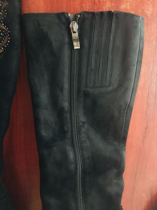 cizme negre Flavia Passini mar 37 piele intoarsa -gamba subtire