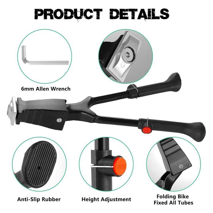 Двойна централна стойка за велосипед WAG, Степенка, Регулилуема, Черна