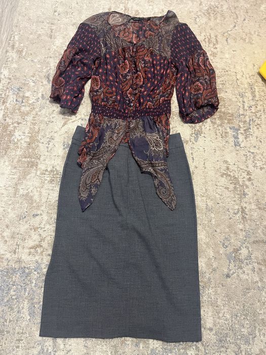 Zara fusta si bluza din matase/S
