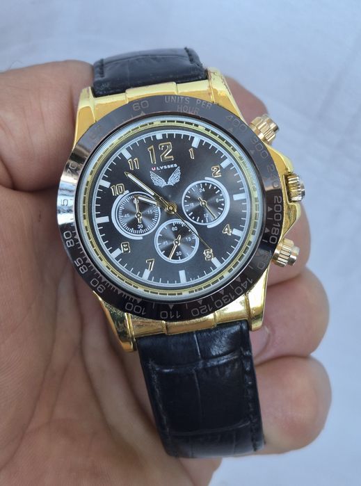 Ceas bărbătesc Ulyses cu quartz, din otel inoxidabil si curea din piele