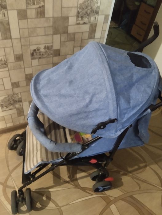 Коляска трость синяя