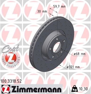 Предни дискове за Ауди А6 С6 4F ZIMMERMANN 100.3318.52