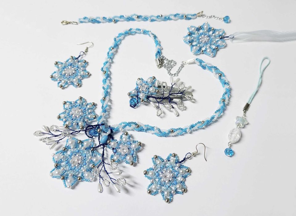 Set albastru Stelele iernii, stelute unicat, evenimente, lucrat manual