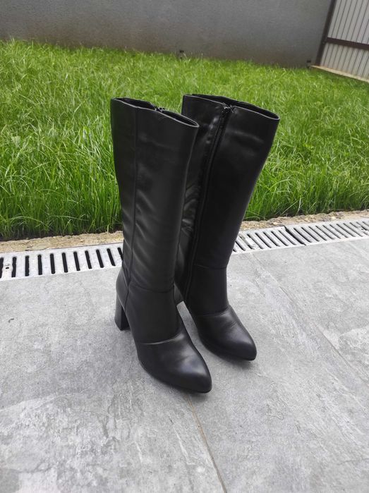 cizme de piele negre