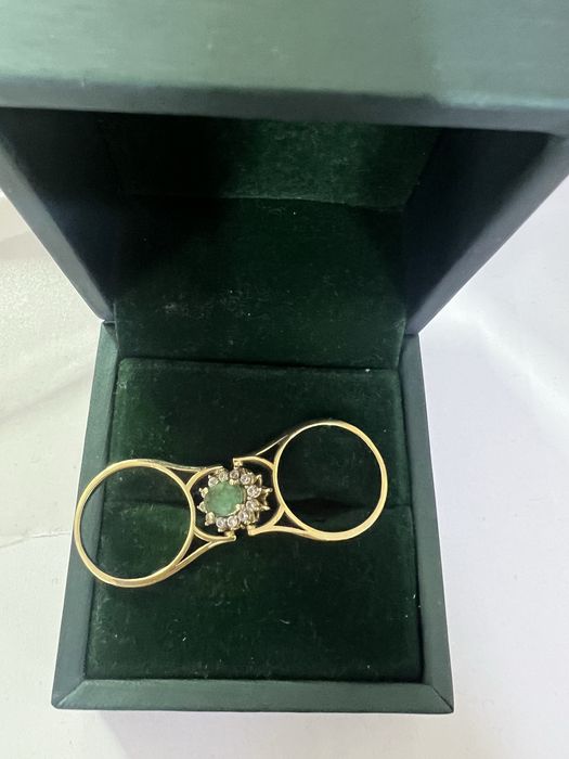 Кольцо трансформер с изумрудом и сапфиром