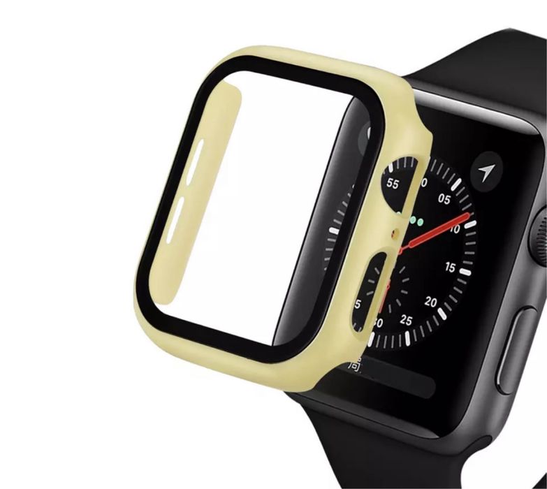 Husa / Carcasa Margine Silicon Geam Plastic Pentru Ceas Apple Watch