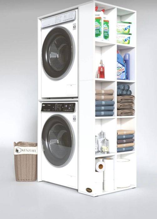 Шкаф за пералня и сушилня с рафтове