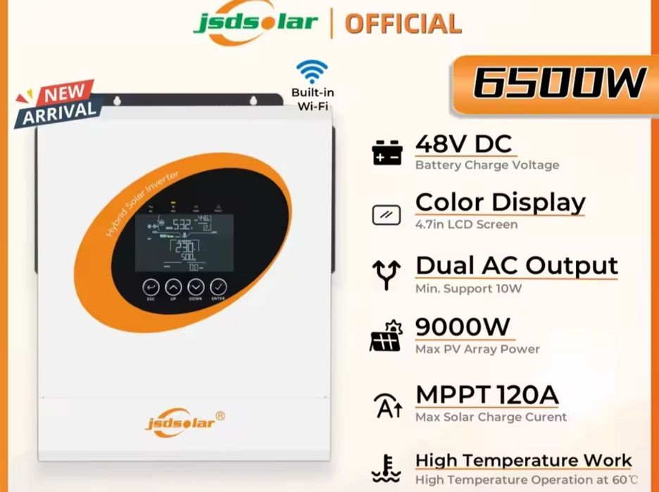 Invertor solar hibrid, 6500W, 48V, 220-240V, monitorizare in timp real