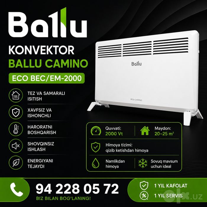 Konvektor Ballu / Kamin / AIWA / Infraqizil isitgich / Opel / Electrol