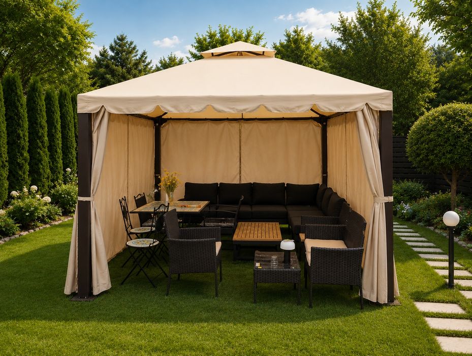 Pavilion foisor gradina 3 x 4m crem NOU, SIGILAT