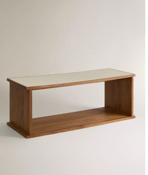 Măsuță din stejar Zara Home noua, cu blat din piele