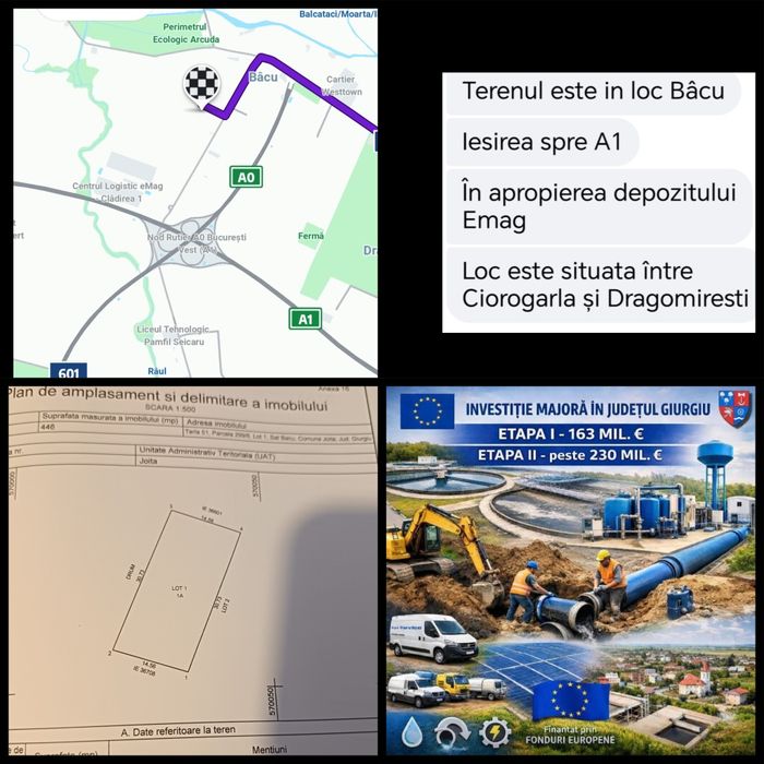 Teren 450mp+ Dubla deschidere +P3+Utilități +A0-A1 +Casa mobila 18mp