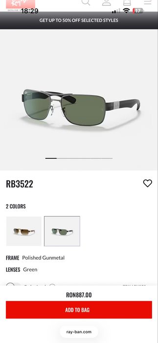 Ochelari soare RayBan Polished Gunmetall RB3522