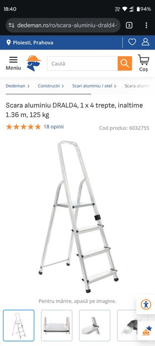 Scara pliabila din aluminiu "DRALD4" cu 4 trepte