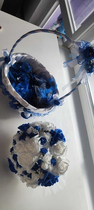 бутикова булченска рокля с подаръци воал,чанта,кошница,букет