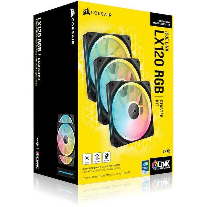 Corsair LX120 RGB BLACK, iCUE link triple pack