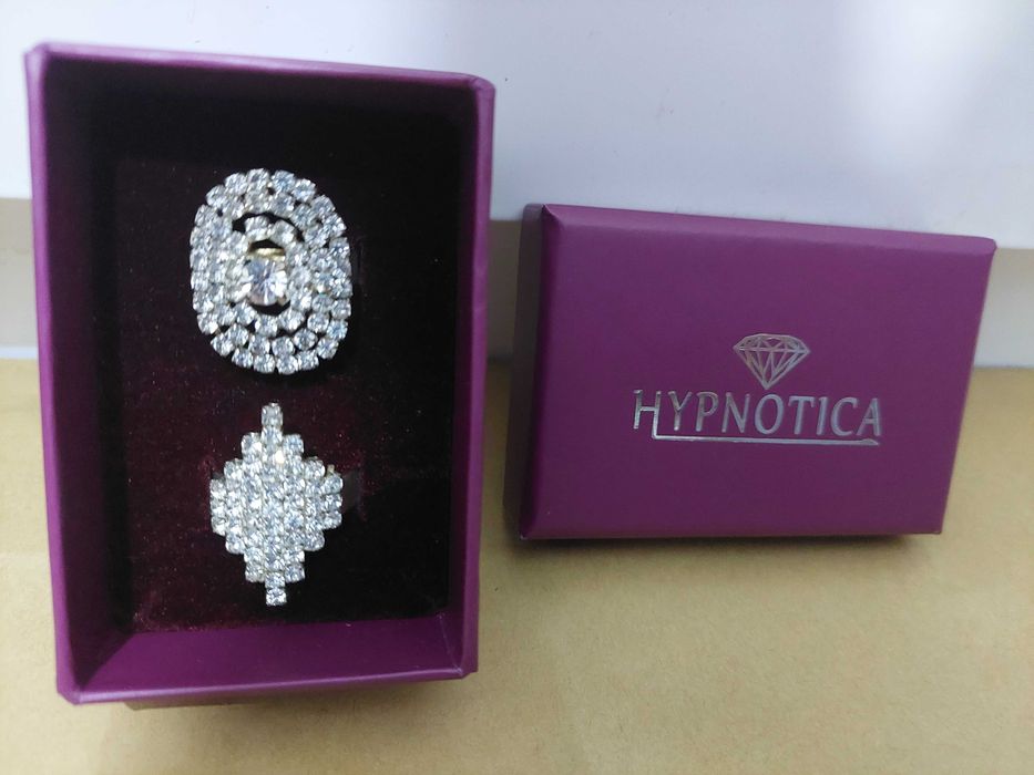Set doua inele reglabile marime universala cutie Hipnotica cu strasuri