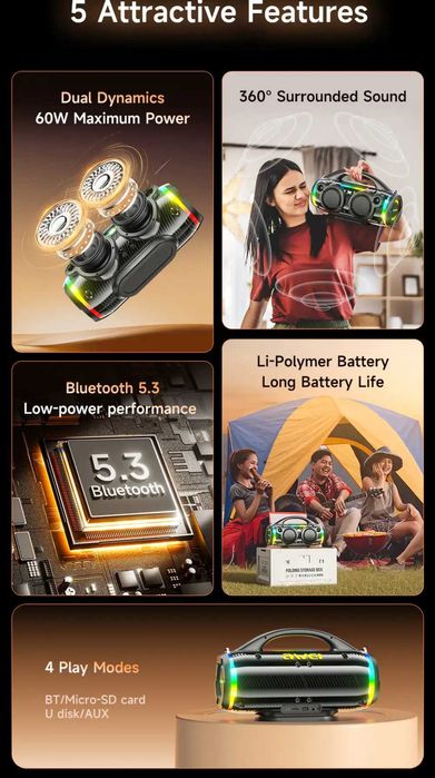 Awei KA12 60W Bluetooth-Колонка Звучание 360°. Есть доставка